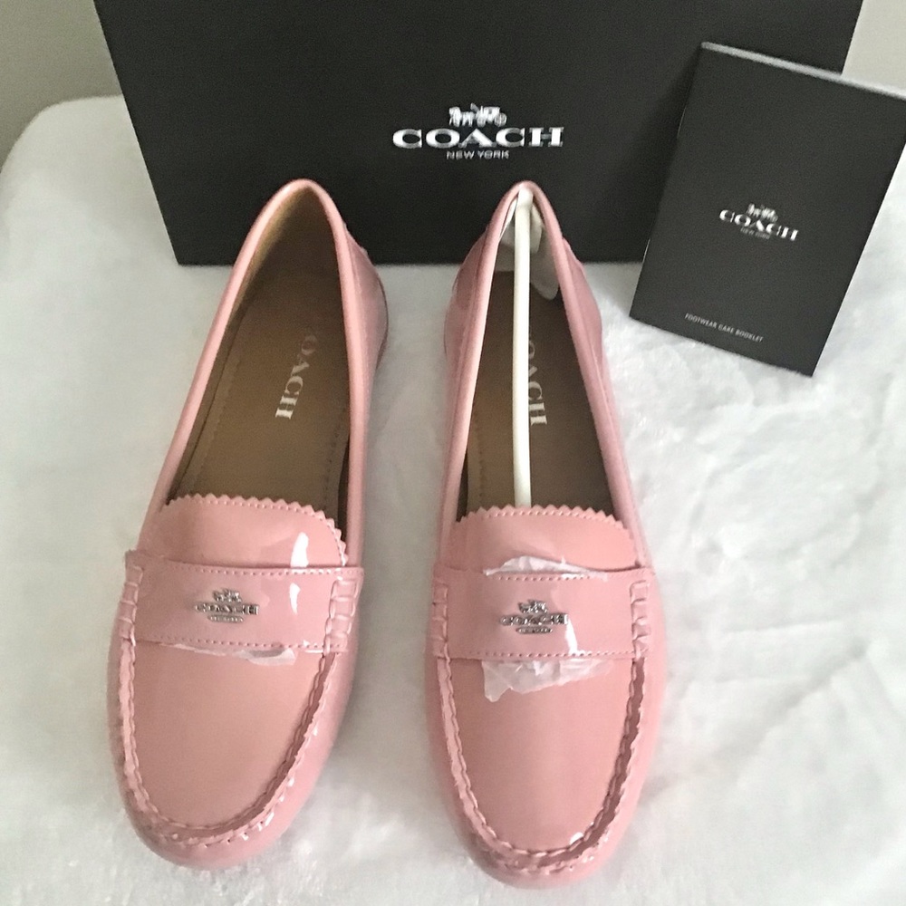 RARE COACH Pink Patent Leather Loafers Shoes New In Box - Picture 4 of 11